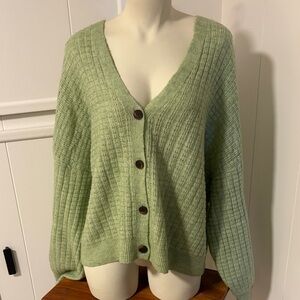 Women's pale lime knit Button-Up cardigan
